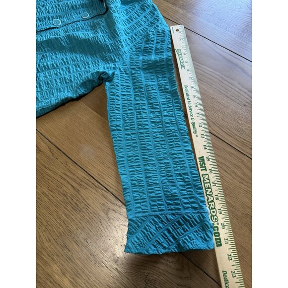 Habitat Clothes to Live In Women Crinkle Top Size Medium Buttons Stretch Artsy - Picture 7 of 12